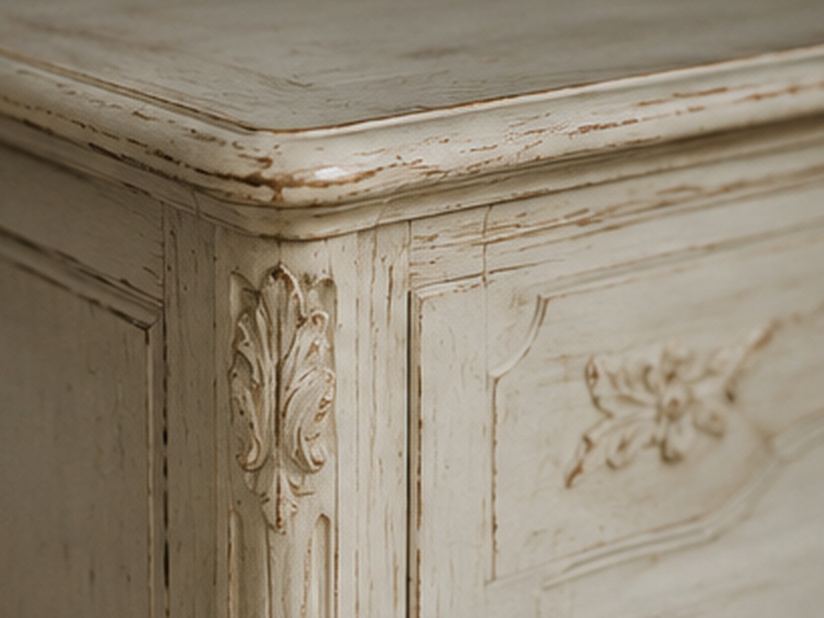 Exemple de patine lin sur meuble ancien