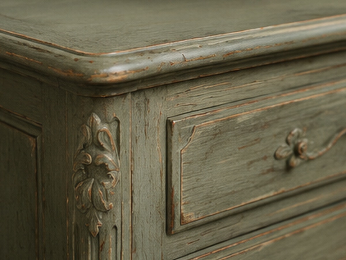 Exemple de patine verte sur meuble ancien