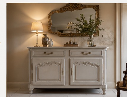 Buffet restauré installé dans un intérieur